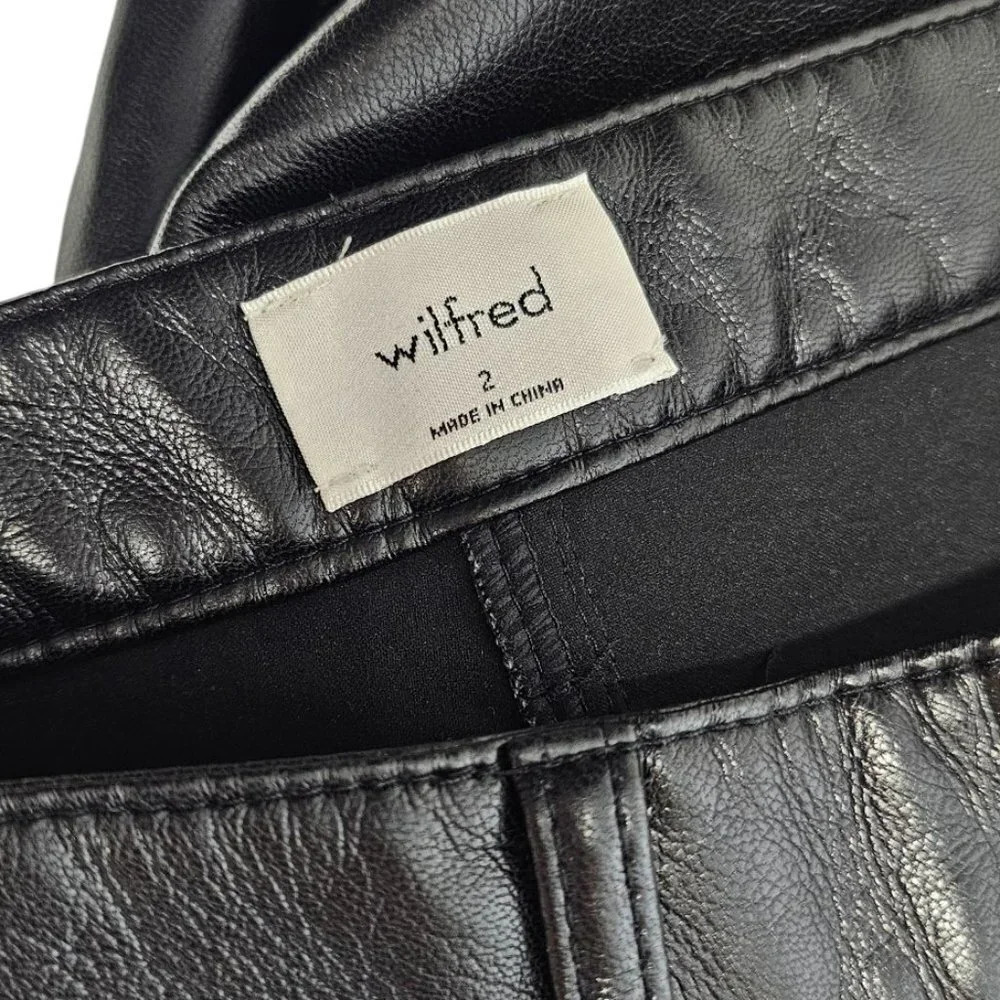 Aritzia Wilfred Melina Pant Black Vegan Leather High Waist Straight Leg Size  2 - Picture 8 of 9